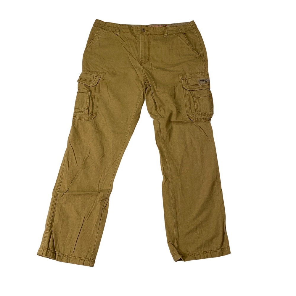 Unionbay Mens Cargo Pants Khaki Tan 100%‎ Cotton Straight Leg 40x34 RN60307